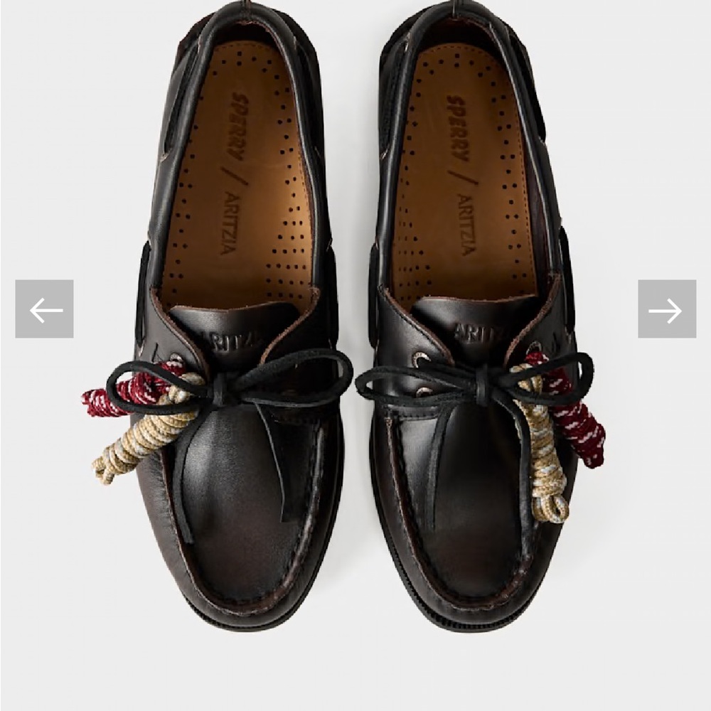Aritzia Black Loafers with Red and Gold Accents
